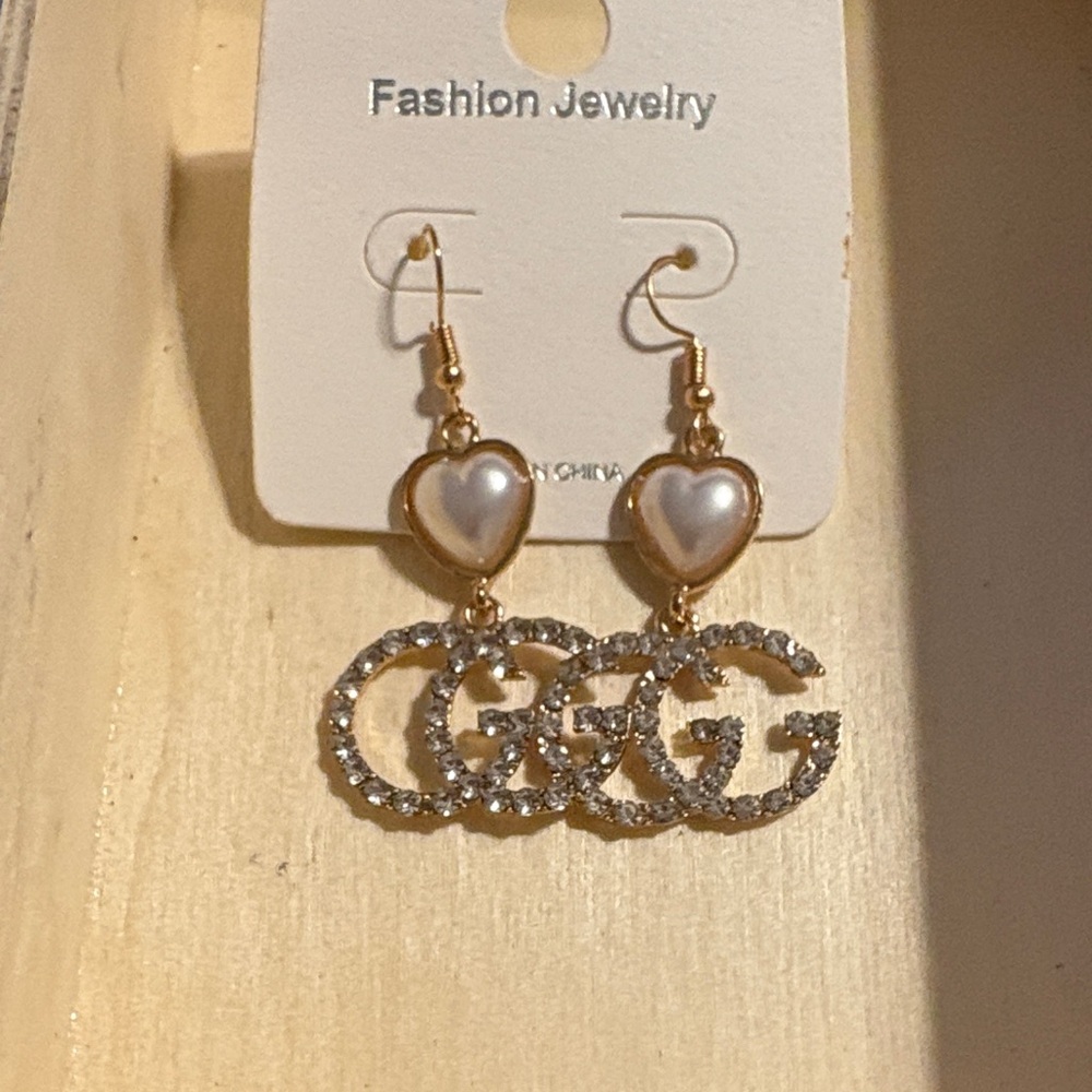 Gold and Silver Heart Drop Earrings
